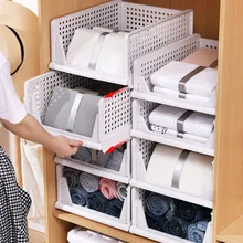 Layered Wardrobe partition storage rack drawertype foldable cabinet stackable closetorganizer interspace shelf clothes organizer