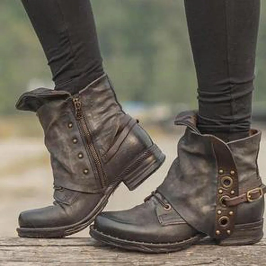 

Vintage Boots Women Short Plush Warm Winter Boots Square Heels Ankle Boots Round Toe Platform Booties Shoes Botas Mujer Invierno