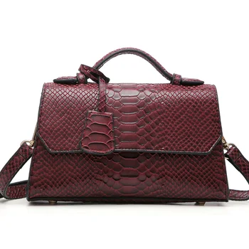 

Fashion Maroon Python Ladies Clutch Bag US Women Black Oil Tote Bag Women Python Pattern Tote Handbag Purse for Girl