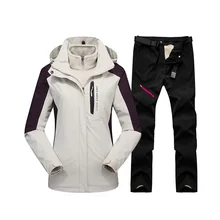 Зимний лыжный костюм для женщин, Высококачественная лыжная куртка, штаны, теплая водонепроницаемая ветрозащитная лыжная куртка для сноуборда, женский лыжный костюм s