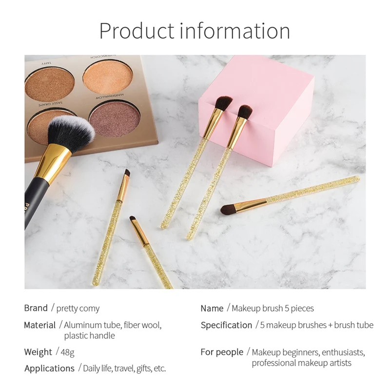 Pretty Comy 5 шт. набор для макияжа глаз Eyeshaodw кисть для бровей плоская головка кисть угловая кисть для нанесения основы косметический набор кистей