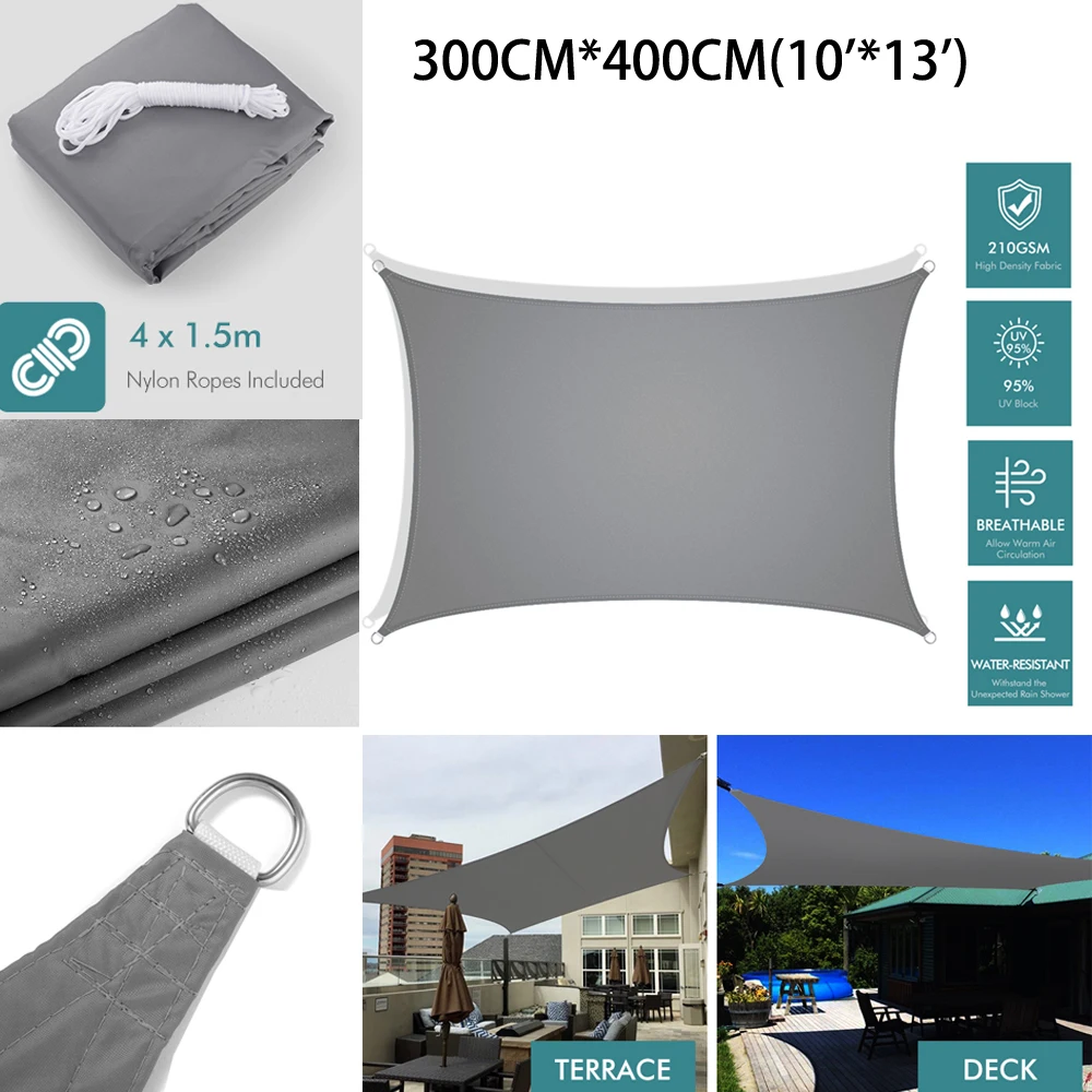 

Shade Sail Waterproof Sun Shelter 300D Sunshade Protection Garden Terrace Canopy Swimming Pool Camping Hiking Yard Sail Awnings