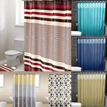 

13PC SET CHIC BATHROOM BATH PRINTED FABRIC SHOWER CURTAIN 72" X 72" NEW DESIGNS