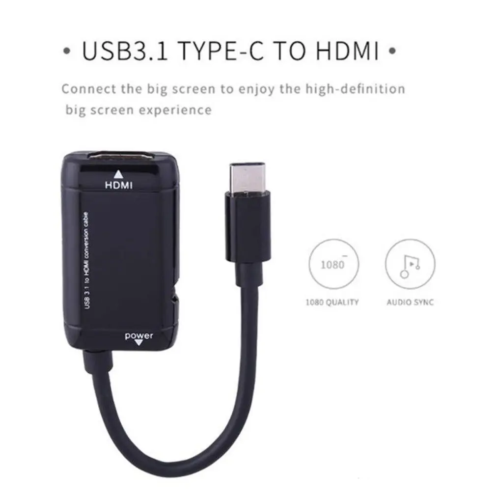 USB-C type C к HDMI адаптер USB 3,1 кабель для MHL Android телефон планшет Черный видео удлинитель