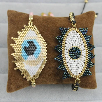 

adjustable 5pcs/lot handmade miyuki seed bracelets,eye seed beads connector with adjustable bracelets charm