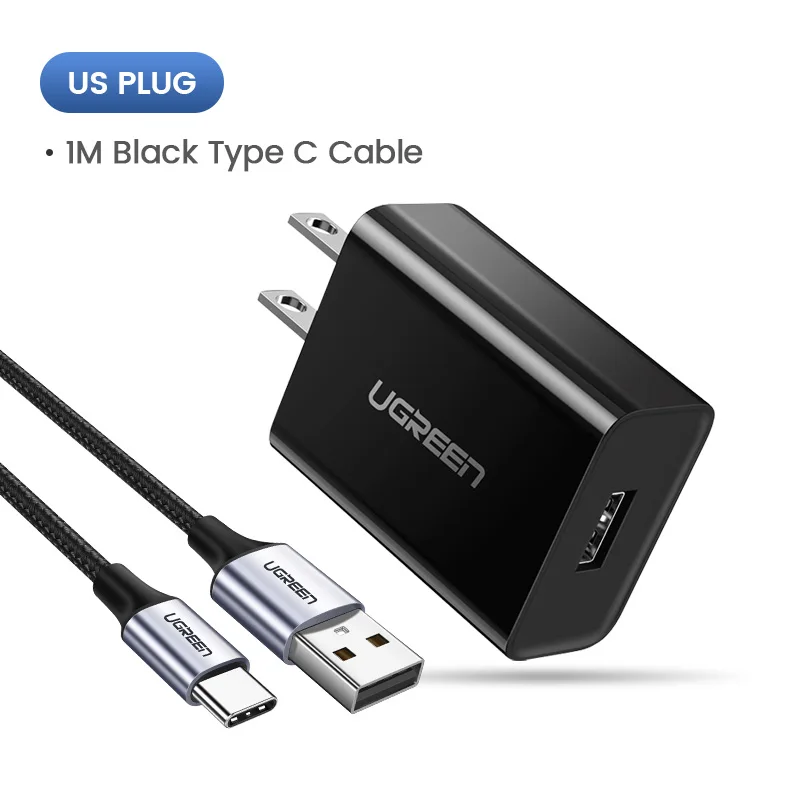 add 1M Type C Cable Ugreen Quick Charge 3,0 QC 18 W/US/UK USB Зарядное устройство QC3.0 быстро Зарядное устройство для samsung s10 Xiaomi iPhone huawei мобильного телефона Зарядное устройство - Тип штекера: add 1M Type C Cable