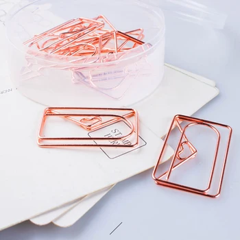 

12PCS Rose Gold Metal Heart Shape Paper Clips Marking Clips Funny Bookmark Office School Stationery