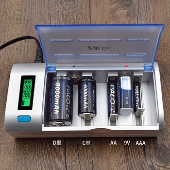 

PALO Smart LCD Display AA AAA C D 9V Battery Charger Quick Charge Fast Discharge For Ni-MH NI-CD AA AAA C D Size 9V bateria