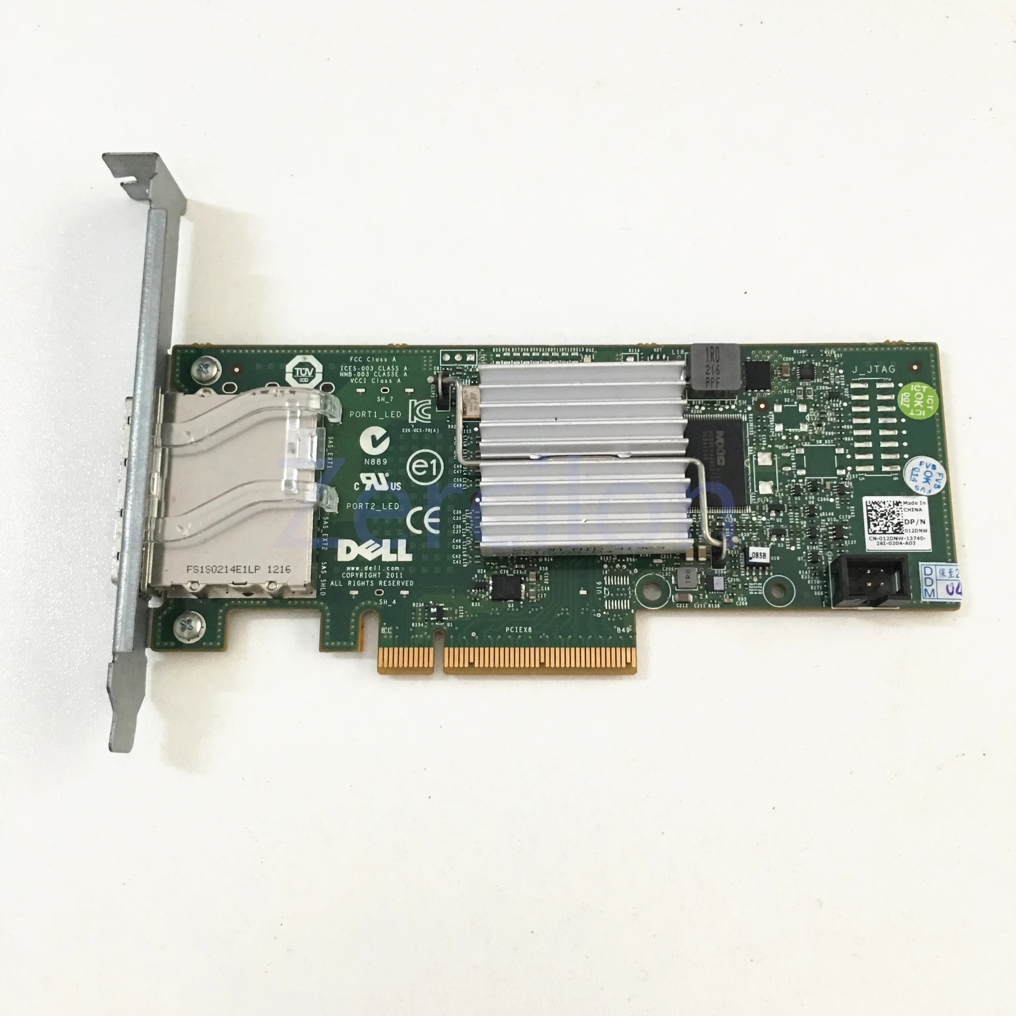 Используется DELL H200E 6GB HBA SAS channel card 2 порта Ext SFF-8088 12DNW LSISAS2008 = LSI 9200-8E