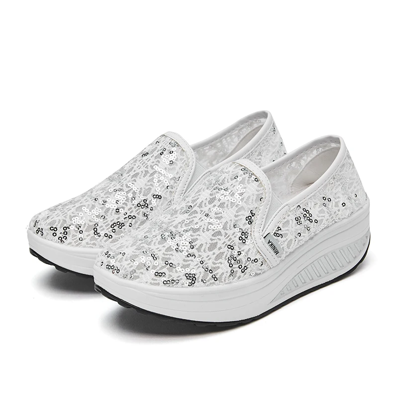 Women Fitness Shoes Flat Platform Slip on Breathable