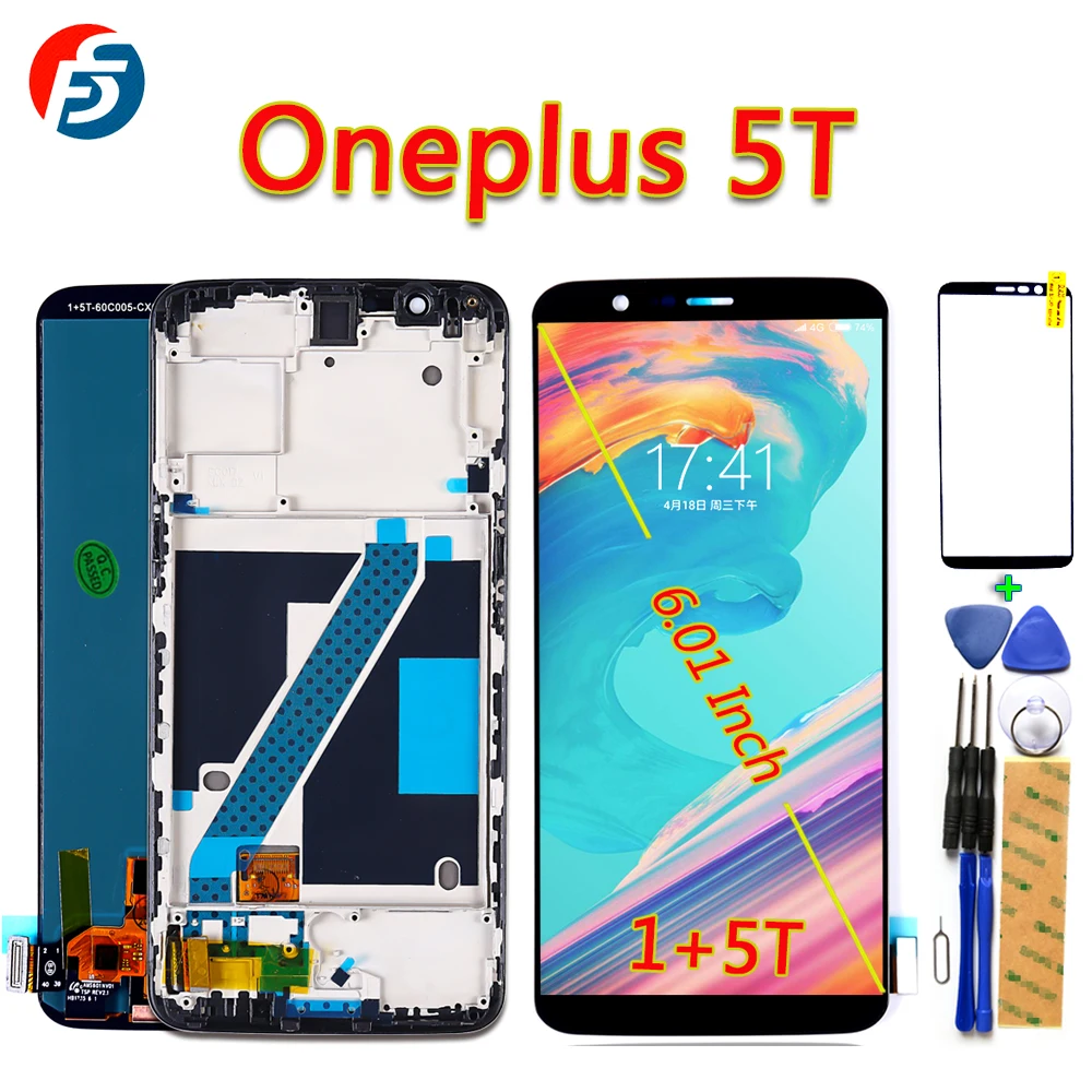 Fansu AMOLED ЖК дисплей для Oneplus 5T A5010 сенсорный экран 6 01 дюйма дигитайзер сборка 1080*2160