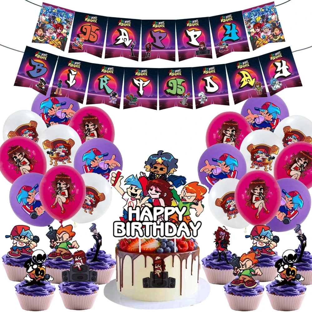 Jogo de tiro splatoons feliz aniversário festa decoração polvo látex balão  banner bolo topper festa supplise