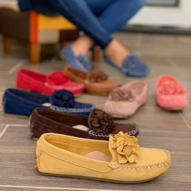 Women Shoes 2020 Handmade Ethnic Women Flats Leather Shoes Flat Flower Moccasins Soft Bottom Loafers Slip on Ladies Shoes Loafer