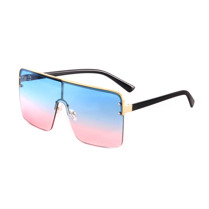 blue pink Модные негабаритные Квадратные Солнцезащитные очки женские брендовые дизайнерские винтажные градиентные синие розовые солнцезащитные очки для женщин мужские очки UV400 - Цвет линз: blue pink