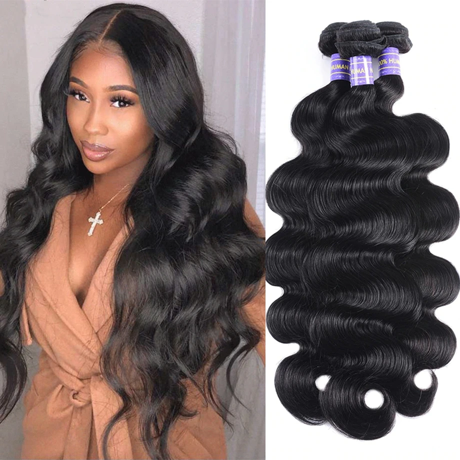 Human Hair Bundles 38 40 Inch Body Wave Bundles Brazilian Virgin Hair 1 3 4 Loose Deep Wave Extension