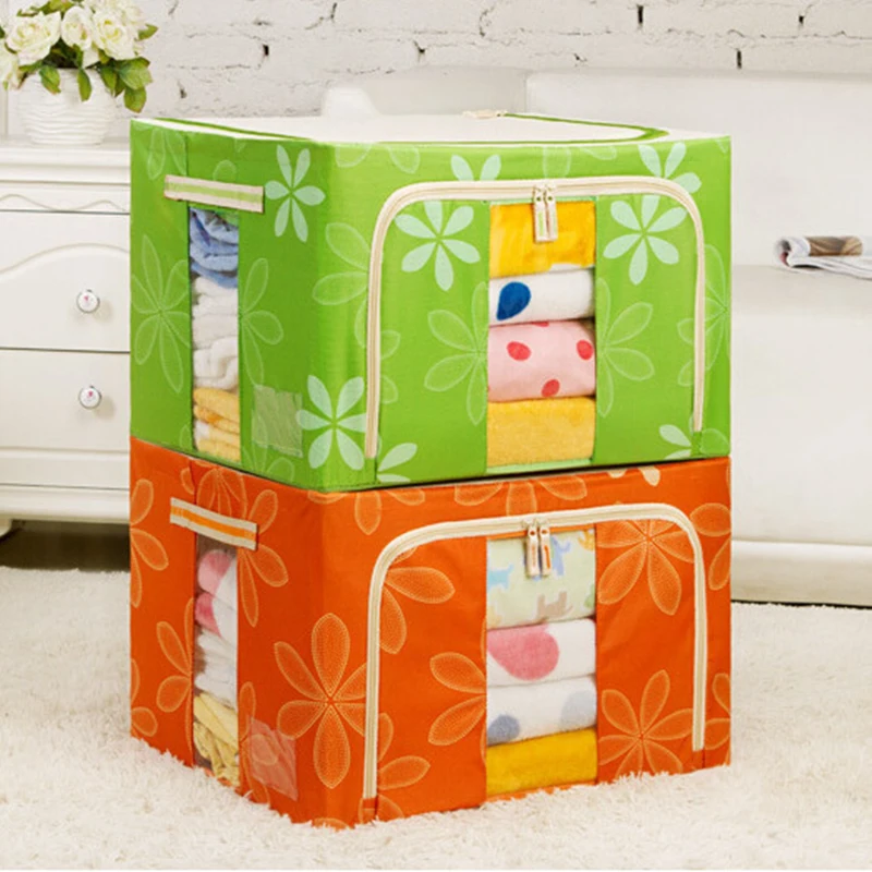 

Modern Style Quality Iron Stand Storage Box Durable Underbed Storage Box Folding Visible Closet Storage Organizer With Zipper