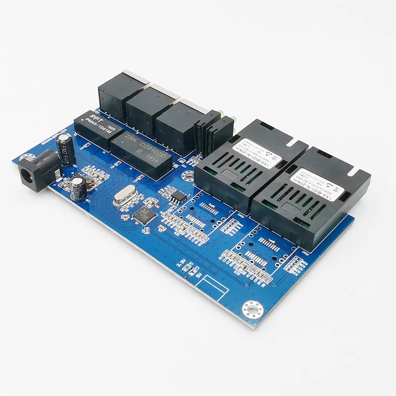 Оптический медиаконвертер Fast Ethernet одномодовый 3 RJ45 и 2 SC 10/100M порт PCBA|Коробки