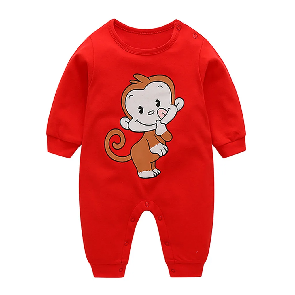 Neugeborenes Baby Cartoon Strampler Kinder Baumwolle Langarm Overall Bodysuit