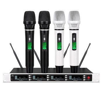 

4 channel wireless receiver Microphone System True Diversity Handheld/Headset/Lavalier Condenser Microphone Mikrofon For Church