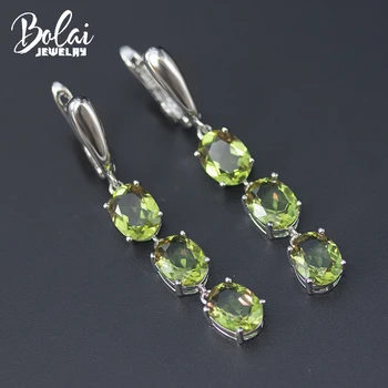 

Bolai 3-Stone Sultanit Dangle Earrings 925 Sterling Silver Oval 8*6mm Color Changing Nano Diaspore Gemstone Fine Jewelry Women