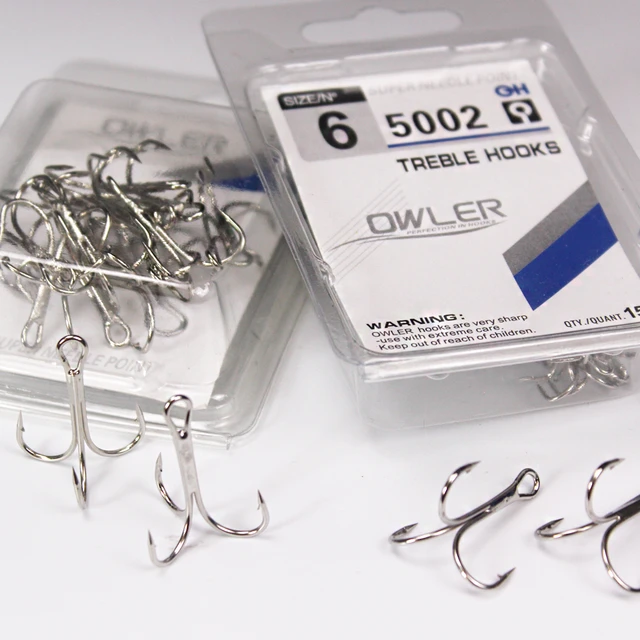 15pcs/box 5002 Treble hooks Silver Size 1/2/4/6/8/10/12/14# Bait Fishing  Tackle Round Bend For Pike Bass - AliExpress