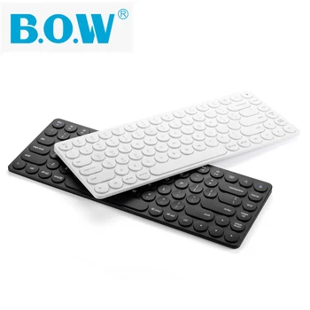 

B.O.W Wireless Bluetooth Keyboard Small Rechargeable Round Key Multi-devices For Computer / Tablet / Phone Silent Typing