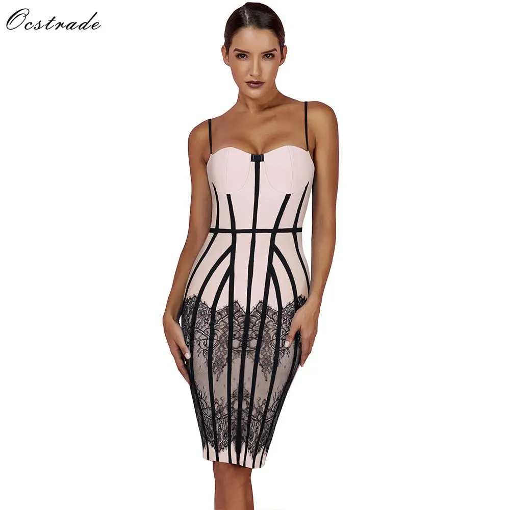 Ocstrade Summer Bandage Dresses 2020 New Spaghetti Strap Black Lace Bodycon Dress Club Evening Party Bandage Dresses for Women Ocstrade Summer Bandage Dresses 2020 New Spaghetti Strap Black Lace Bodycon Dress Club Evening Party Bandage Dresses for Women