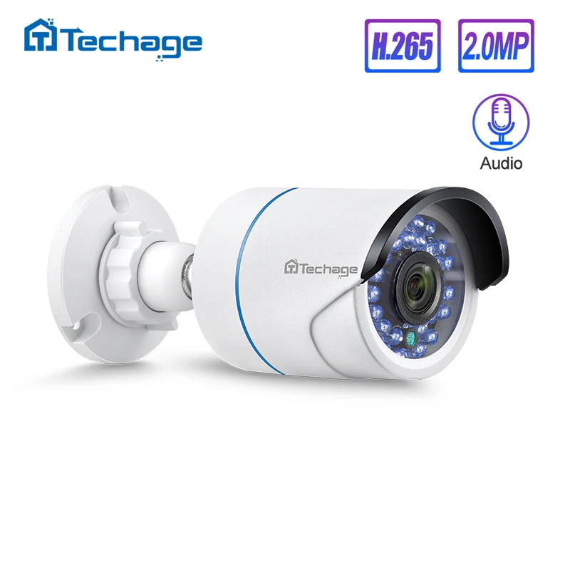  Techage H.265 HD 1080P 2.0MP Audio CCTV POE IP Camera Outdoor Waterproof IR Cut Bullet P2P Onvif Vi - 32823215225