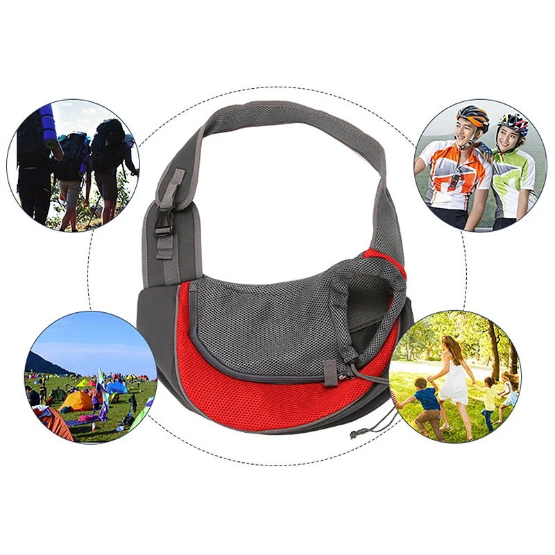 Pet Dog Sling Carrier Breathable Mesh Travel Safe Bag for Dogs Cats Small Red |
