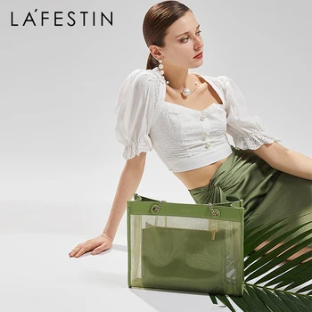 

LA FESTIN 2020 new summer fashion large-capacity tote bag summer chain one-shoulder transparent jelly women bag