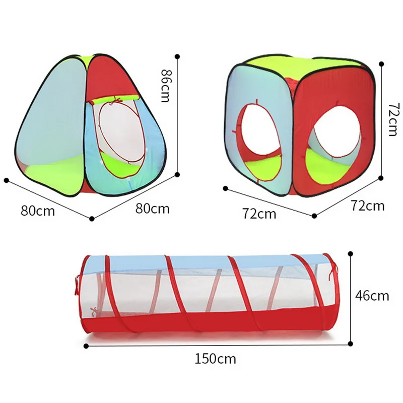 low cost  Children's 3 In 1 Play Tent Baby Toys For Children Tent Ball Pool Baby Game House Play Tent Crawlin