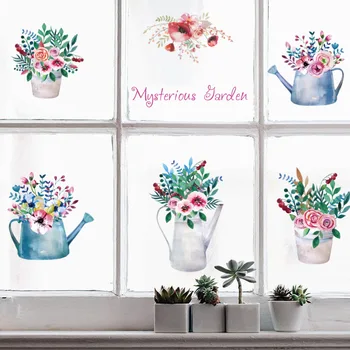 

Wall Stickers Sk7087 Warm Beautiful Hand-Painted Flower Potted Plant Wall Stickers Window CHILDREN'S Room Wall Decoration Painti