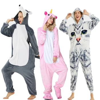 

2020 Adult Unisex Women Winter Pajamas Animal Unicorn Kigurumi Pajamas Sets Pyjamas Flannel Sleepwear Soft Thick Homewear