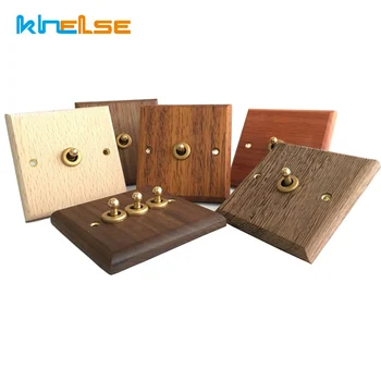 

Wall Lights Switch Hand Made Retro Switch 10A 110V-250V Maple/Walnut Wood Panel Brass Lever 1 GANG/ 2 GANG Wall Switch