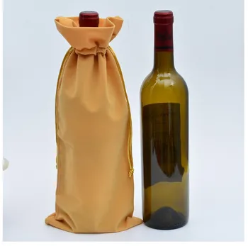 

Beige Velvet Wine Bottle Gift Bag Sack 15x36cm (6" x 14") pack of 20 Champagne Olive oil Drawstring Pouch Packaging Sack