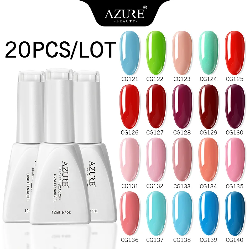 Azure Beauty 20Pcs/Lot Nail Gel Polish Soak Off UVv/Led gel Polish Semi Permanent Led Gel Long Lasting Pure Color Gel Sets - Цвет: Kit21