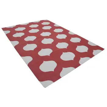 

190x272 Cm Red Handmade Dhurrie Rug-6x9 Ft