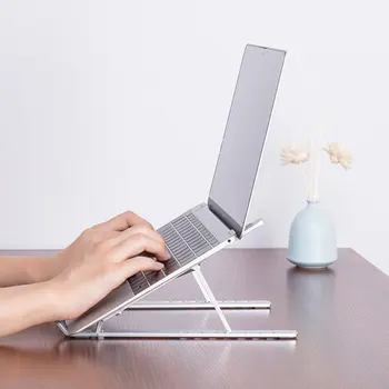 

Laptop Stand Portable Notebook Holder Adjustable Foldable Ventilated Desk Tablet Aluminum Rack PUO88