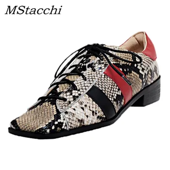 

MStacchi 2020 Sexy Snake Pattern Women Pumps Women Spring Genuine Leather Square Toe Classic Shoes Woman High Heels Party Pumps