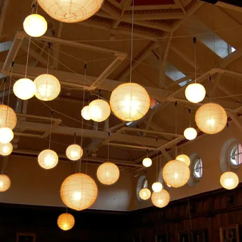 

30cm LED White Round Chinese Paper Lantern Wedding Birthday Party Decoration Holiday Supplies Paper Lamp Decor
