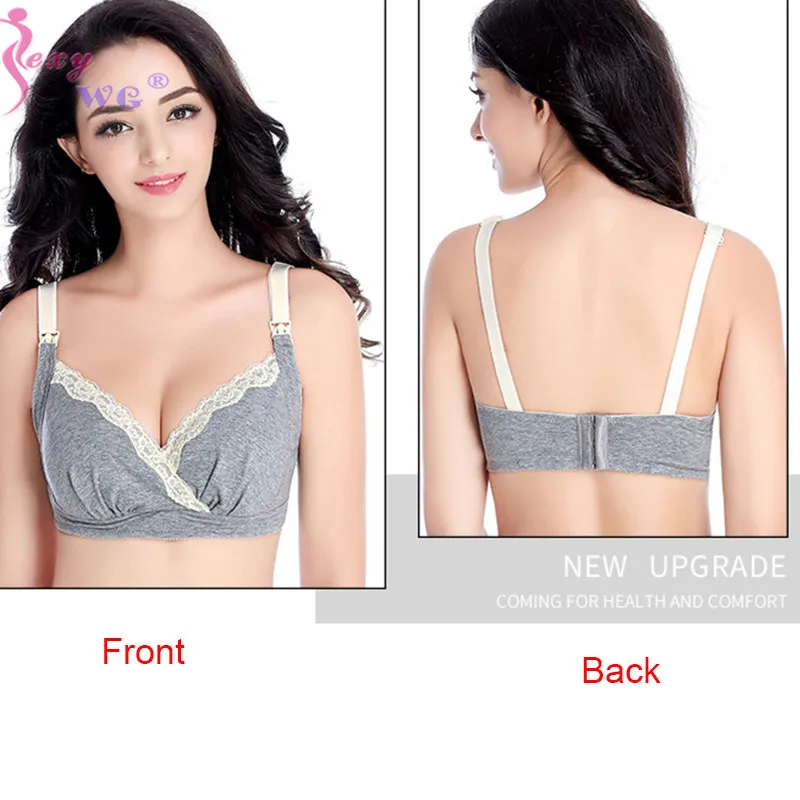 SEXYWG Nursing Bra Lightly Padded Plus Size Underwire for Breastfeeding Maternity Nursing Seamless Wirefree Full Coverage Bra