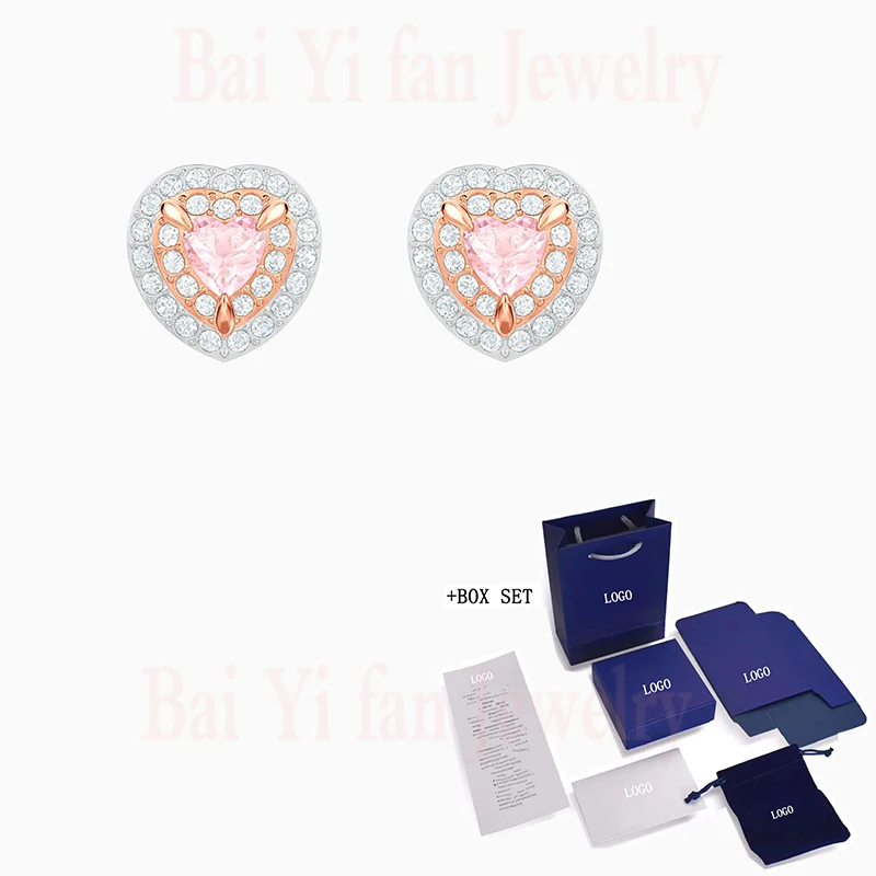 Модные новые серьги SWA в виде пирсинга розовое золото светильник-розовое сердце