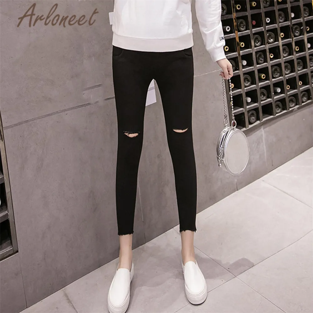 Одежда arloneet, женские штаны для беременных, высокая талия, тянущиеся брюки, леггинсы, повседневные штаны с дырками,, женская одежда для беременных