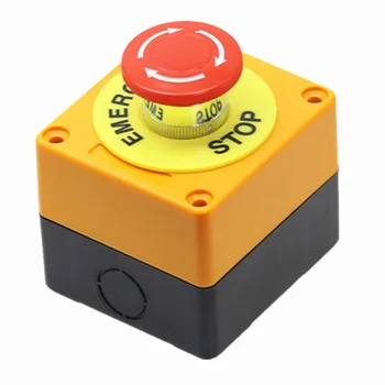 

1PCS Plastic Shell Red Sign Push Button Switch DPST Mushroom Emergency Stop Button AC 660V 10A NO+NC LAY37-11ZS