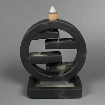 

1PC Backflow Incense Burne Purple Clay Square Home Office Decor Smoke Incense Holder Teahouse Ornament