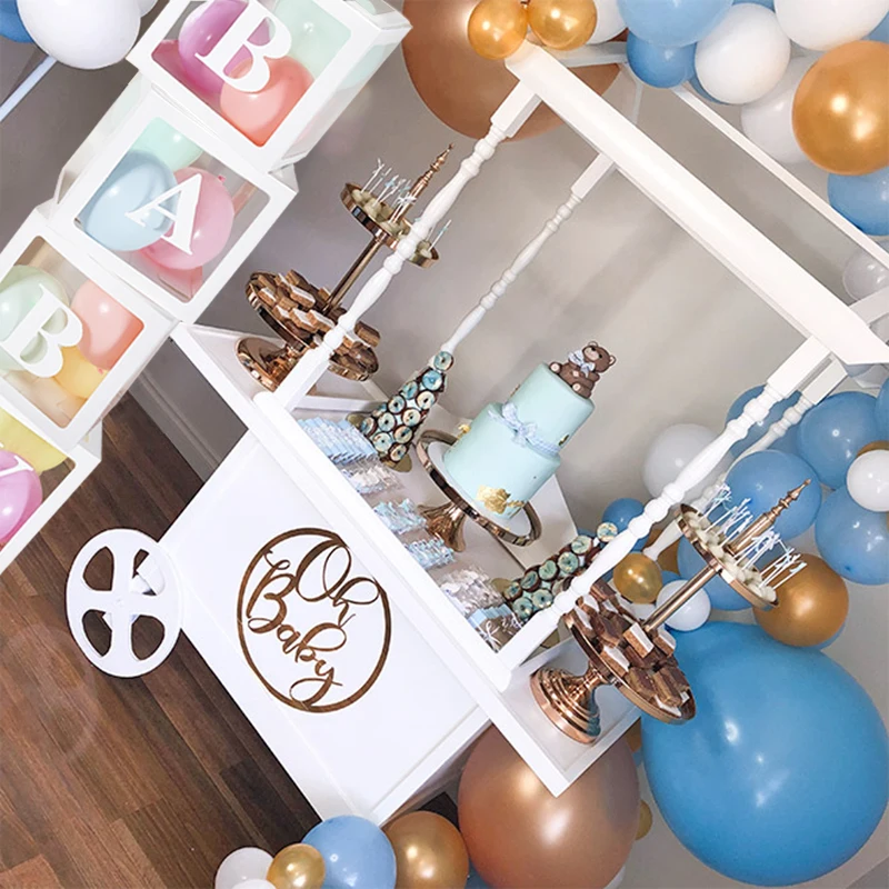 Прозрачная коробка воздушные шары заполнены Свадебные украшения Baby shower name буквы