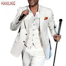 Vestido de esmoquin de 3 piezas para hombre, traje de negocios ajustado, chaqueta + Pantalones + chaleco, traje Formal para novio y boda