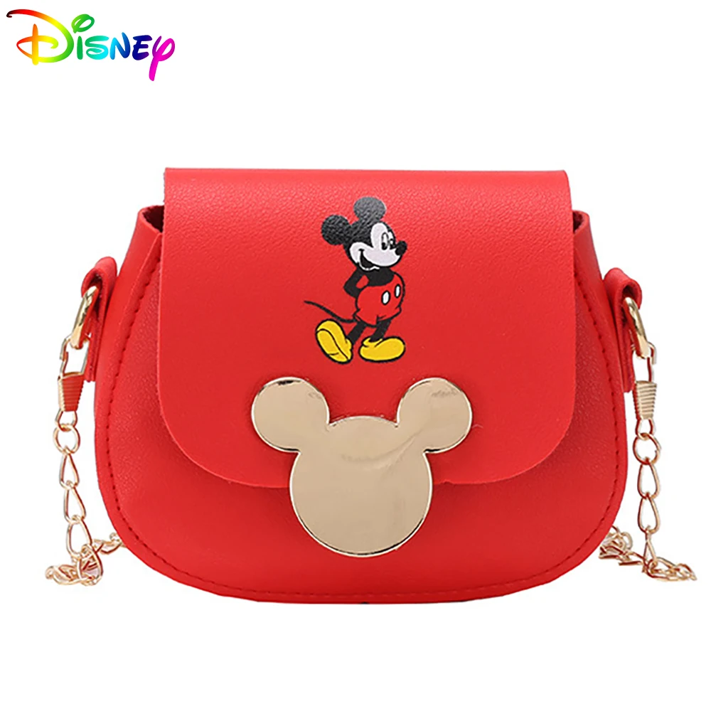 Disney Brand Mickey Mouse Girls Leather Crossbody Bags For Baby Kids Fashion Cartoon Printing Shoulder Bag Children Cute Package