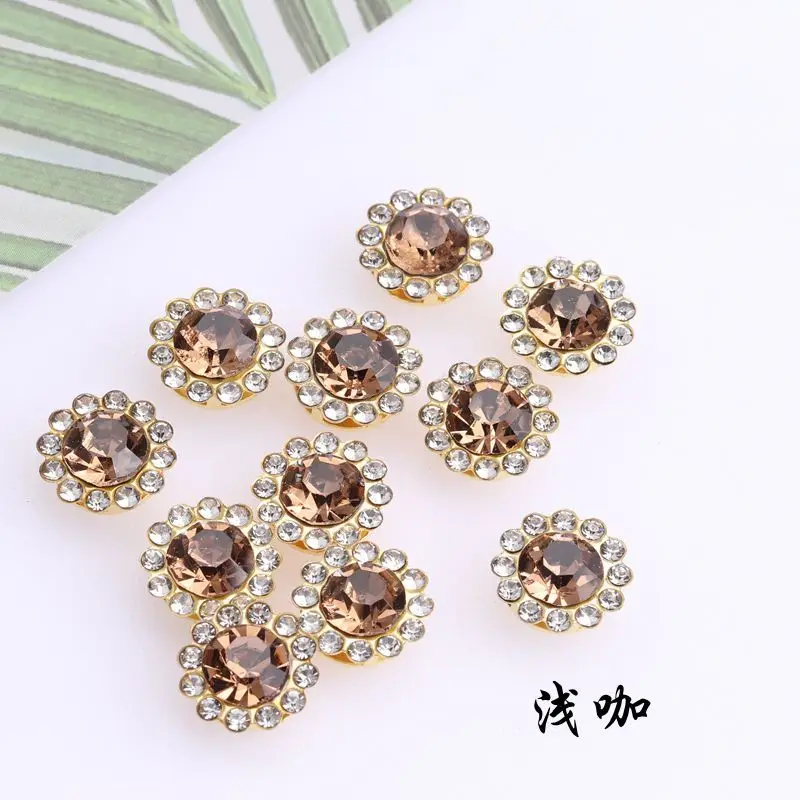 Sun Claw Cup Glass Rhinestones Strass Shiny Crystals Stones Trim Gold Base Sew on Rhinestones For Clothes DIY Sewing Accessories 