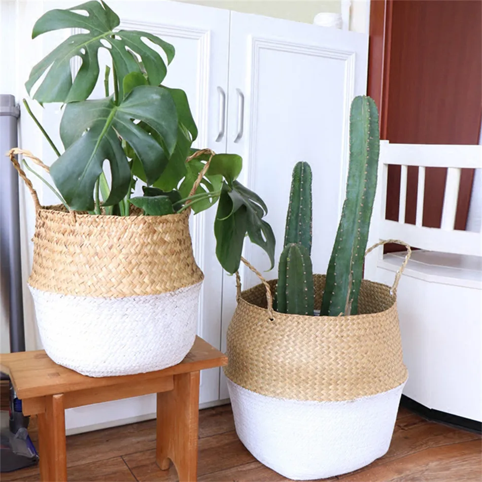 

Hand-woven Seaweed Storage Baskets for Store Household Product Baskets Folding Flower Baskets Laundry Picnic Pots and Sundries